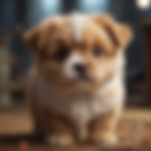 A fluffy puppy with big eyes and a playful expression, embodying ultimate cuteness.