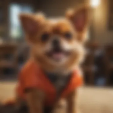 A small dog with a vibrant coat and an endearing smile, showcasing its charming personality.