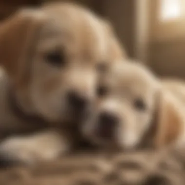 Cuddle Companions Cute Labrador puppies snuggling together