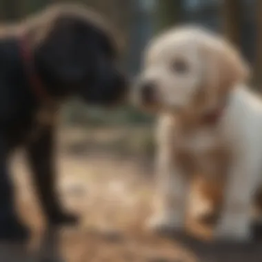 Learning and Bonding Labrador puppy engaging in training with a handler