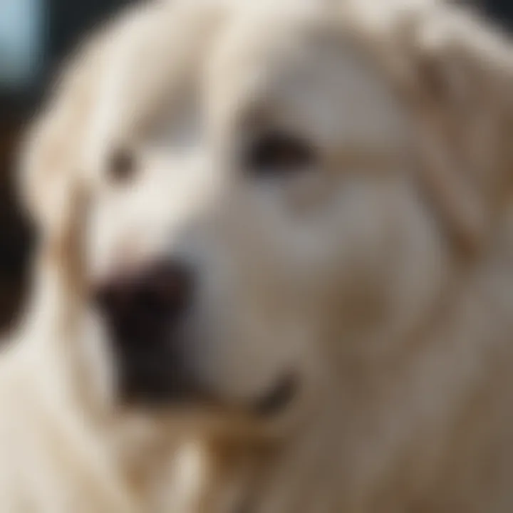 Close-up of a Great Pyrenees showcasing its thick, beautiful coat