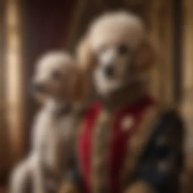 A regal poodle adorned in royal attire, representing their popularity among nobility