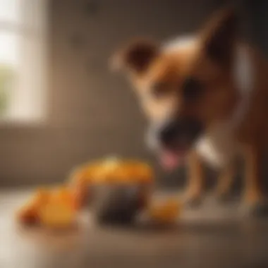 A bowl of orange slices alongside a dog bowl