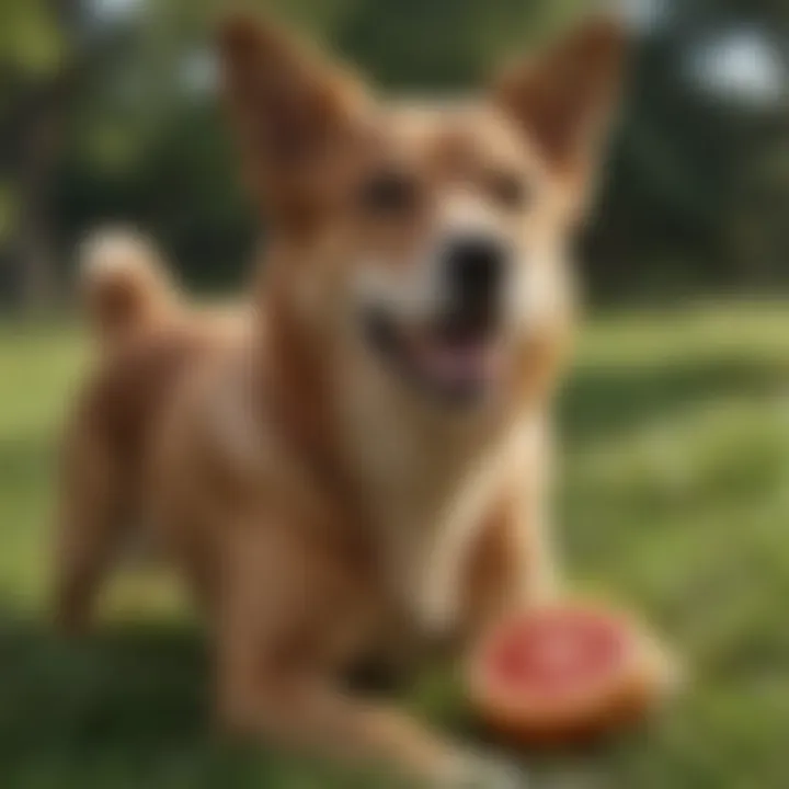 A dog looking healthy and happy in a grassy environment.