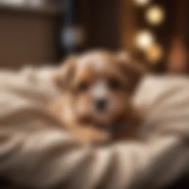 Brown Maltese puppy resting comfortably in a cozy bed