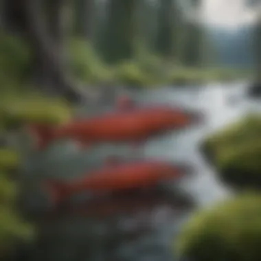 A serene habitat showcasing the natural environment of sockeye salmon