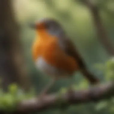 A vibrant robin perched on a branch, showcasing its distinct plumage.