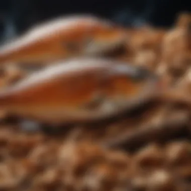 Smoking Technique of Kippers A close-up of kippers being smoked over wood chips, showcasing the process and flavor infusion.