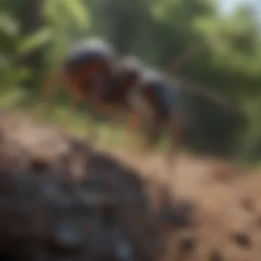 Navigating for Survival An ant navigating its environment, representing survival strategies.