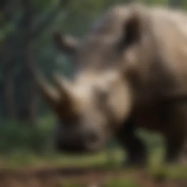 A majestic rhinoceros in its natural habitat, showcasing its unique features.