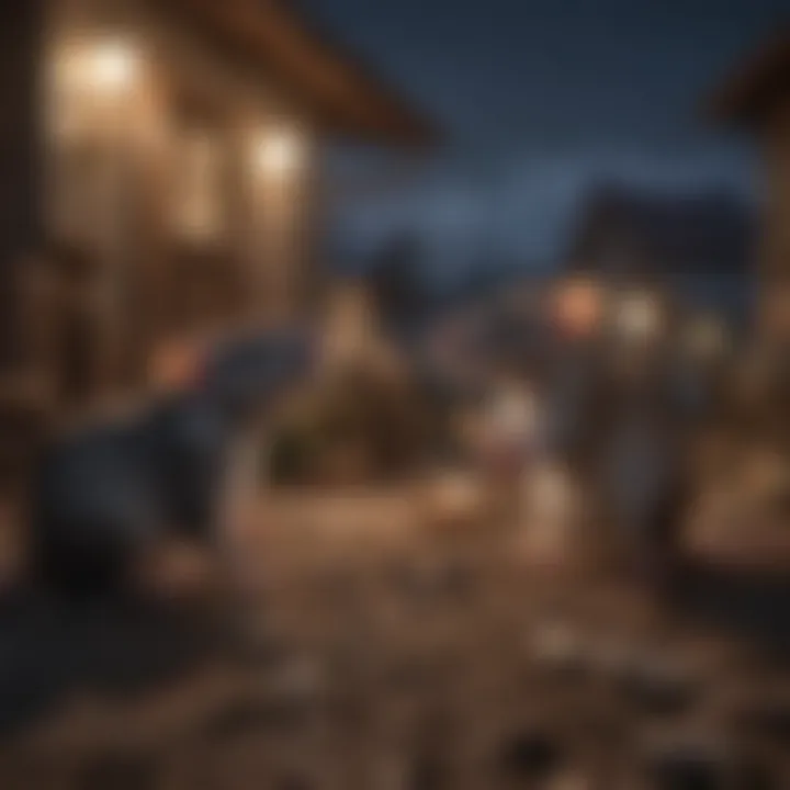 Rats interacting in a social setting under moonlight