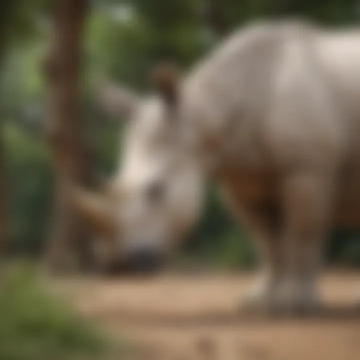 An educational infographic illustrating the ecological role of the northern white rhinoceros in its environment.