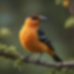 Vibrant Bullock's Oriole perched on a branch