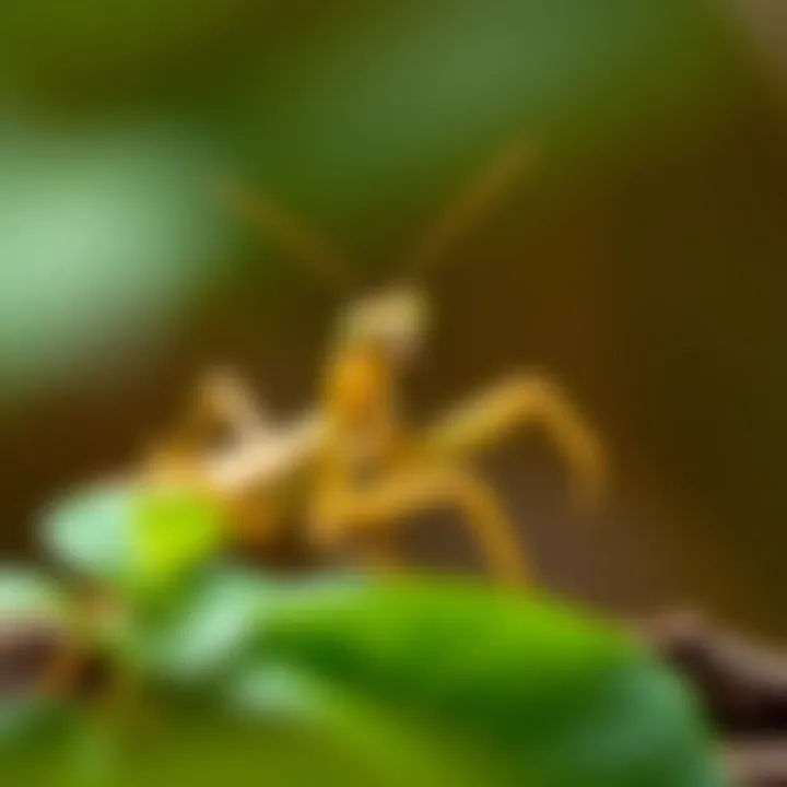 Praying mantis blending into its surroundings