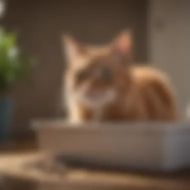 A cat exploring its new litter box, showing comfort