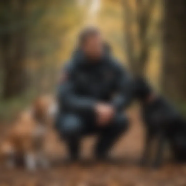 A person engaging in training with a companion dog, showcasing the bond between them