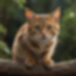 Rusty-spotted cat perched gracefully on a branch