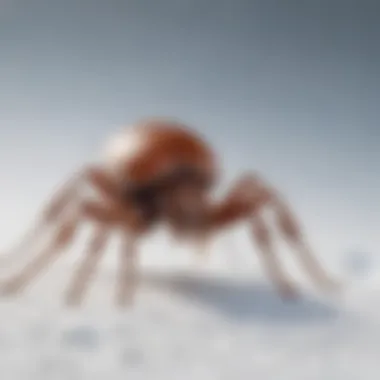 Resilient Ticks in Winter Close-up view of a tick on snow, showcasing its resilience in winter conditions.
