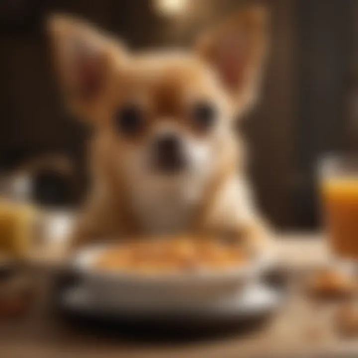 Chihuahua owner measuring food for balanced diet