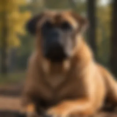 Bullmastiff: The Gentle Protector An imposing Bullmastiff guarding its territory