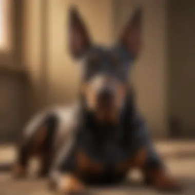 A strong Doberman Pinscher showcasing its alertness