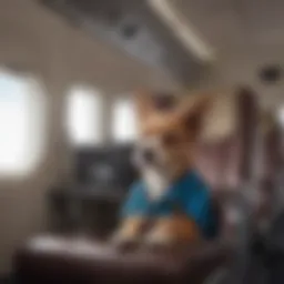 Small dog in an airplane cabin seat