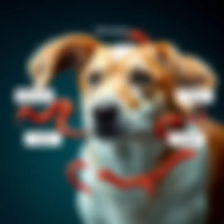 Illustration depicting the life cycle of roundworms in dogs