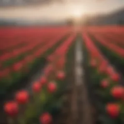 Vibrant tulip field in Oregon during spring bloom