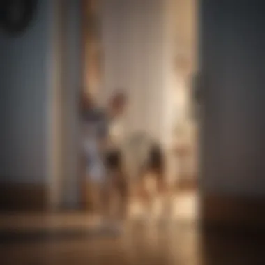 Pet Utilizing Auto Locking Door A pet comfortably using an auto locking door to go outside