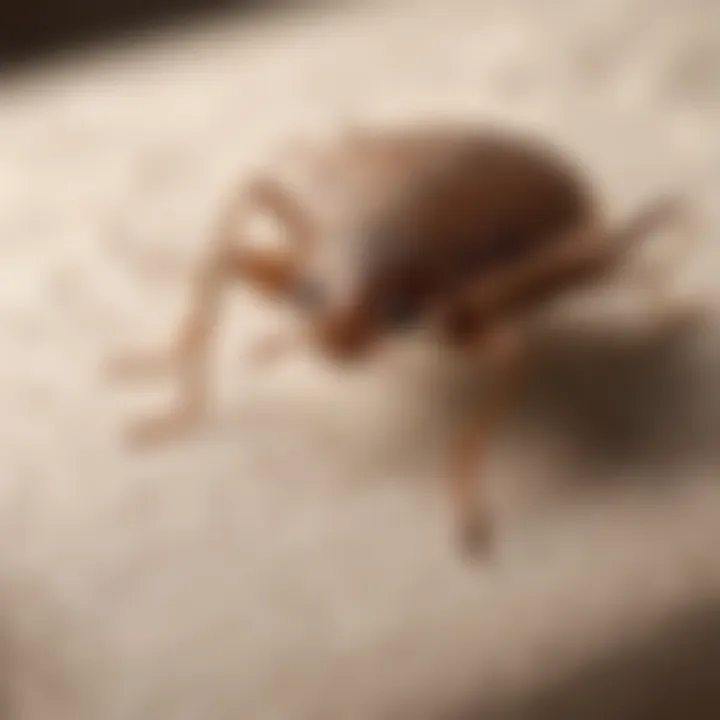 Close-up view of a bed bug on fabric