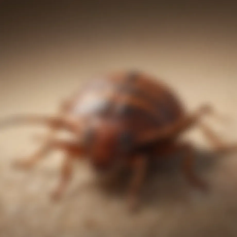 Close-up view of a bedbug showcasing its distinct features.