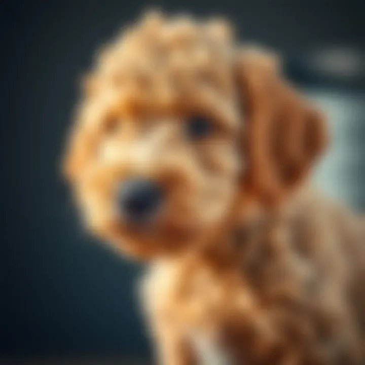 Close-up of a Boxerdoodle puppy showcasing its unique coat texture