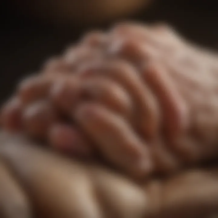 Close-up of a dog's paw resting on a person's hand, symbolizing trust and companionship.