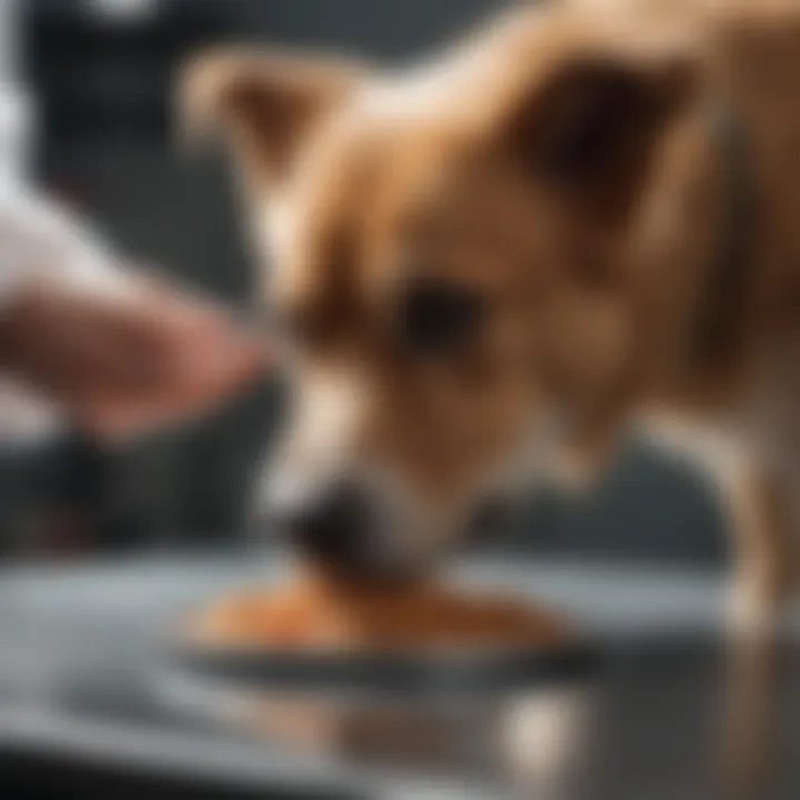A veterinarian examining a dog during a check-up