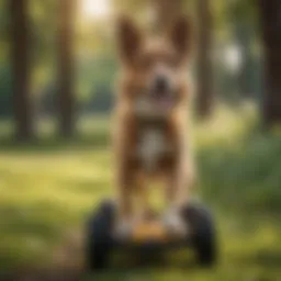 A dog exhibiting scooting behavior on a grassy field