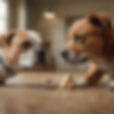 Two dogs interacting in a playful manner