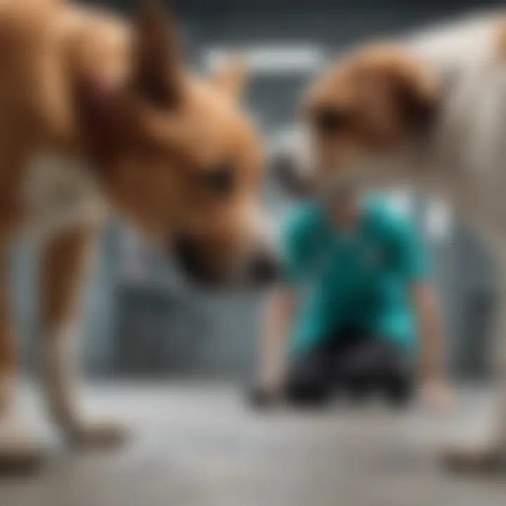 Veterinarian examining a dog for health issues