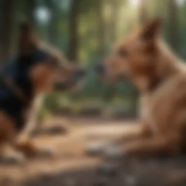 Two dogs engaging in a common social behavior