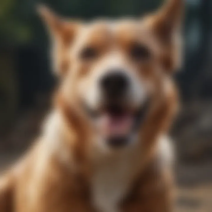 Close-up of a dog showing excitement during social interaction