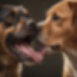 Dog showing affection by licking its owner