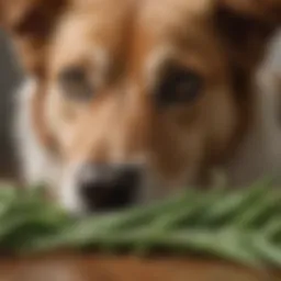 A close-up of green beans with a dog's paw in the foreground