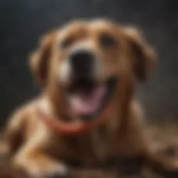 A close-up of a dog showing signs of worm infestation.