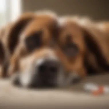 Comfortable dog resting after taking medication