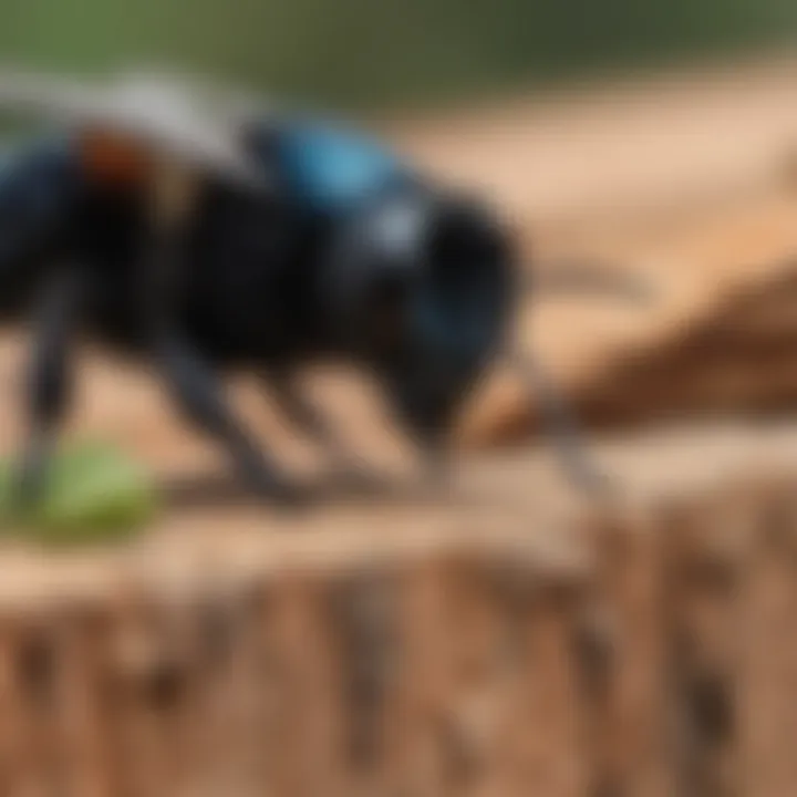 Carpenter bee nesting in wood