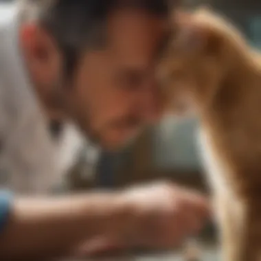 Veterinarian examining a cat for signs of mange.