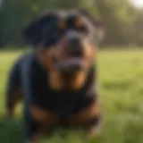 Rottweiler on a grassy field showcasing its strength and beauty