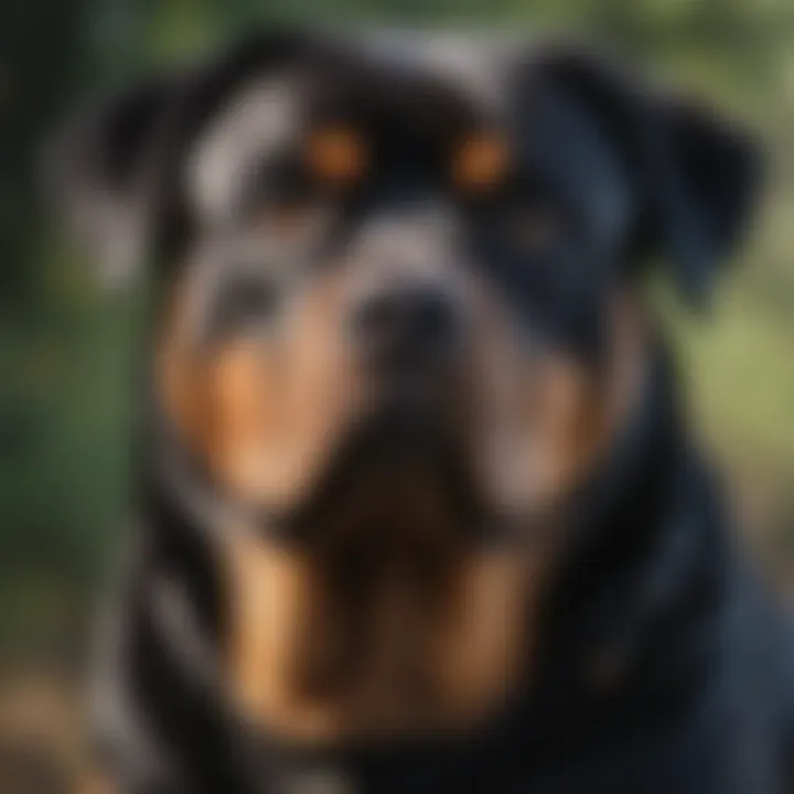 A healthy Rottweiler receiving veterinary care