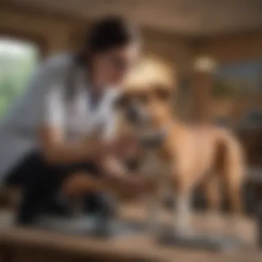 Veterinarian examining a dog for travel health check