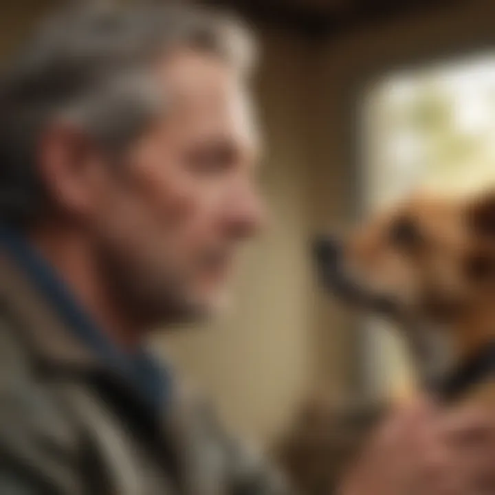 Pet owner contemplating end-of-life decisions