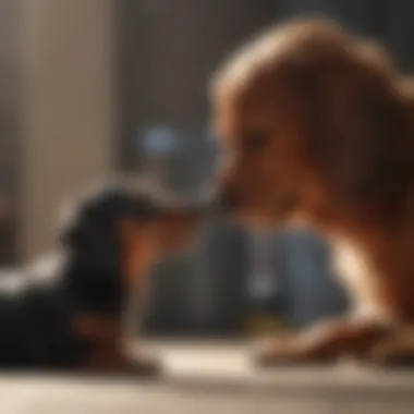 A Dachshund interacting happily with its owner